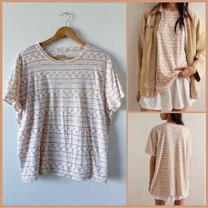 Free People We The Free Nina Printed Tee Color Taupe Size Small PreLoved